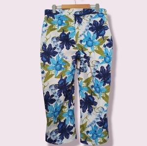 Blue Floral East West Fashion Pants Sz 12